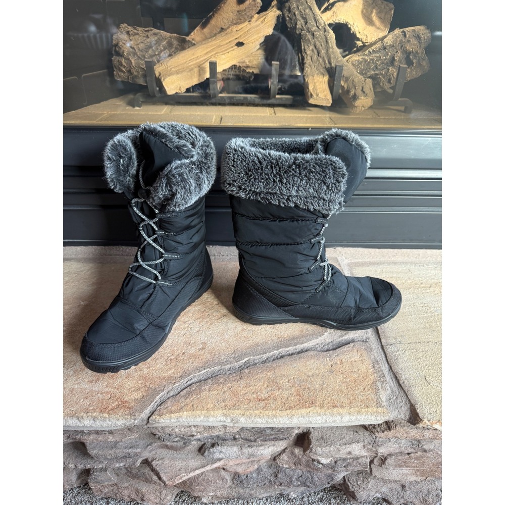 Kamik Black Gray Waterproof Winter Snow Boots Faux Fur Lined Women's Size 6 Snow